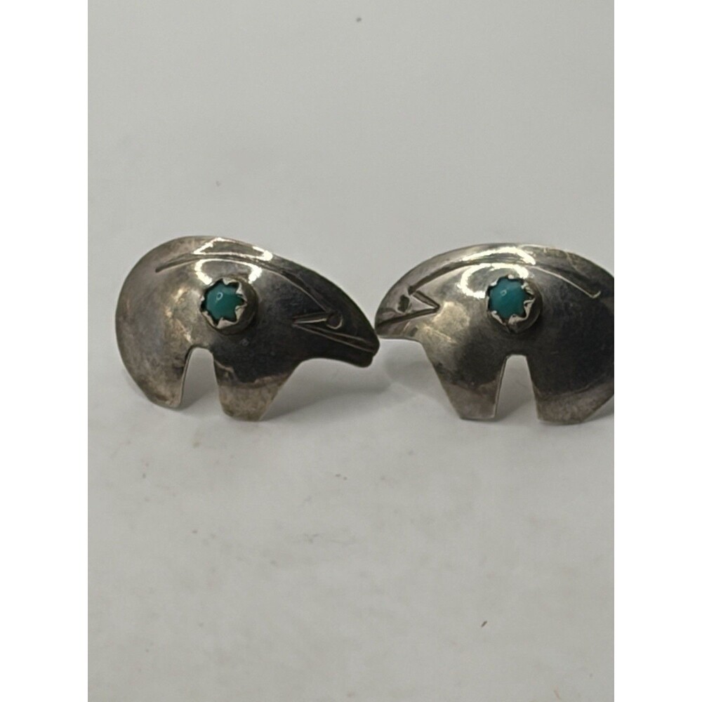 SouthWest SPIRIT BEAR 925 Sterling Turquoise Post Earrings -